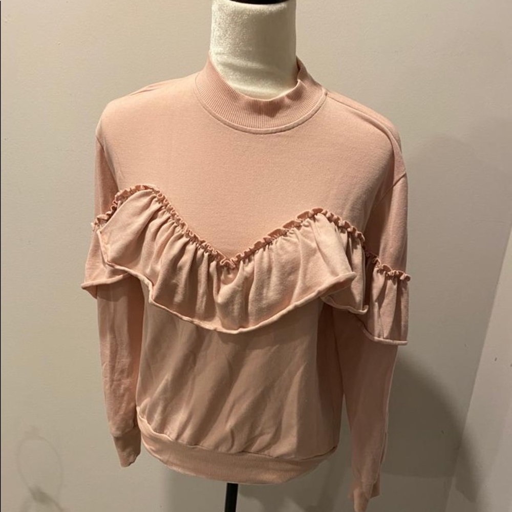 Topshop pink ruffle sweater top